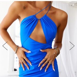 Hello Molly Blue Cutout Mini Dress